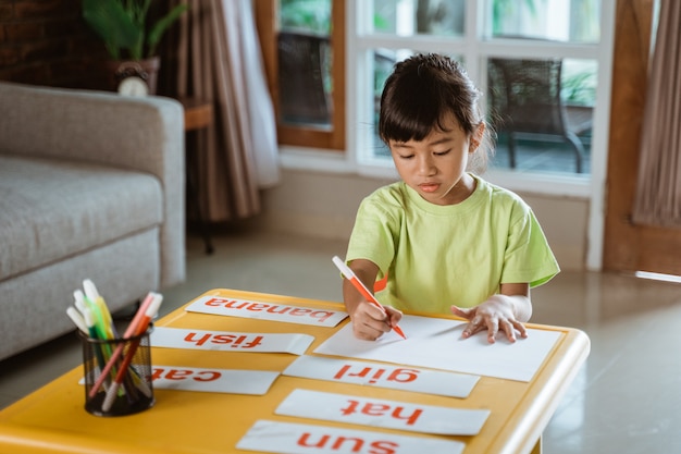 Little girl learning to read