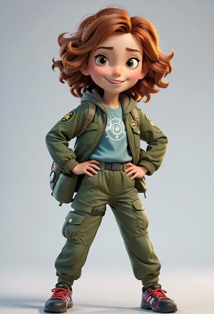 Photo a little girl in a military uniform