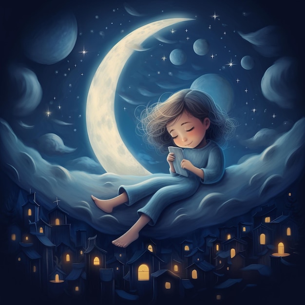 Little Girl Under the Moonlit Sky