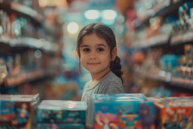 Little Girl Observing Toy Display