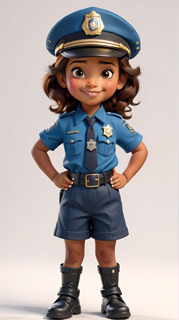 a little girl in a police uniform