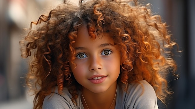 Little girl pretty brown skin exotic smile cute face on isolated