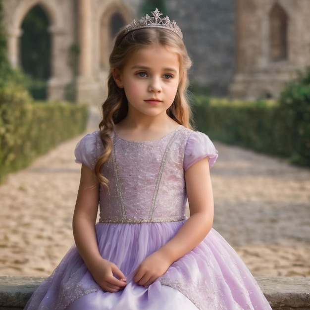 Photo little girl in princess dress background