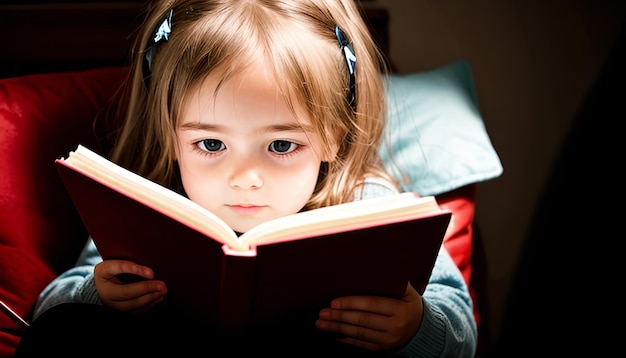 Photo little girl reading