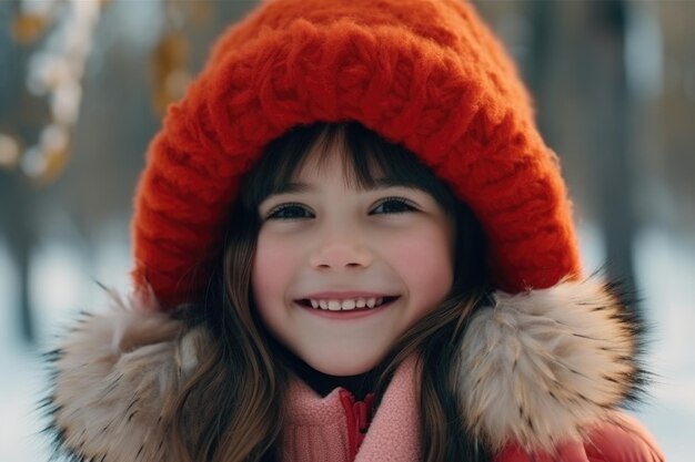 Little girl in red hat and jacket