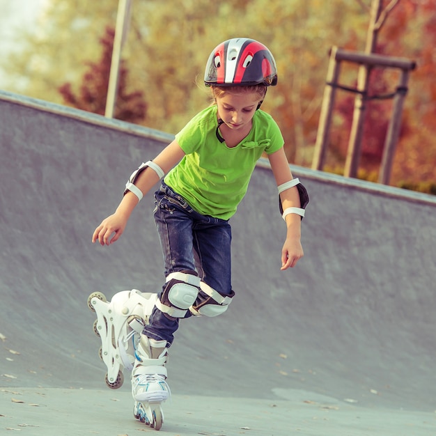 Little girl on roller skates 