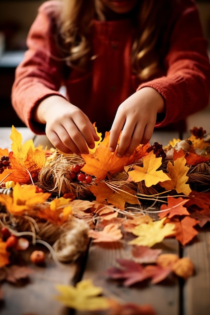 Little Girl's Thanksgiving Folk Floral-activiteiten