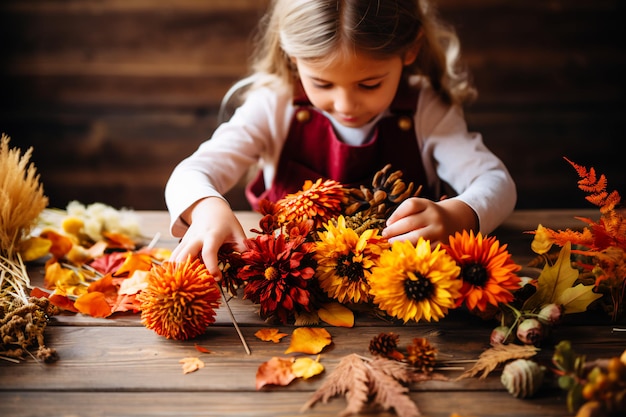 Little Girl's Thanksgiving Folk Floral Activities