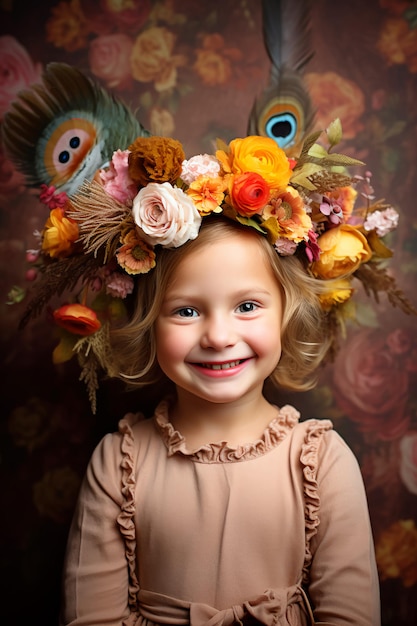 Little Girl's Thanksgiving Folk Floral Activities
