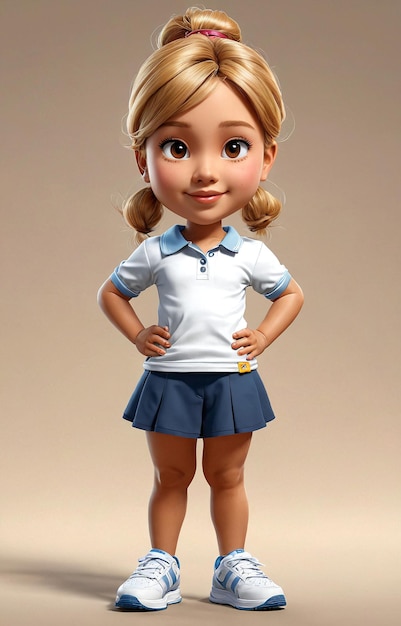 a little girl in a school uniform