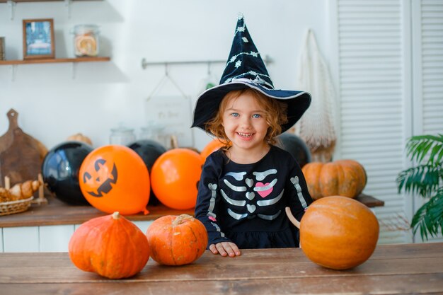 Little girl in skeleton costume