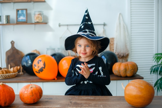 Little girl in skeleton costume