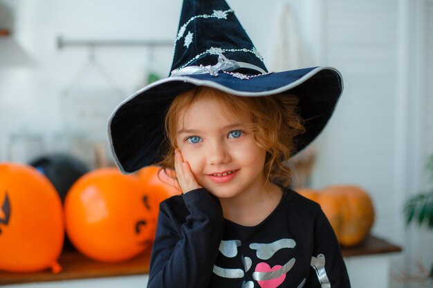 Little girl in skeleton costume