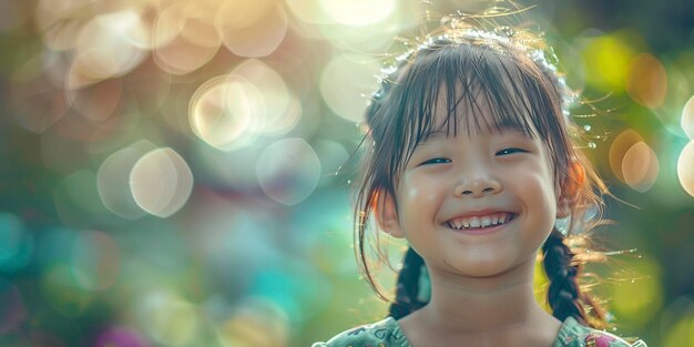 写真 カメラに向かって微笑む小さな女の子