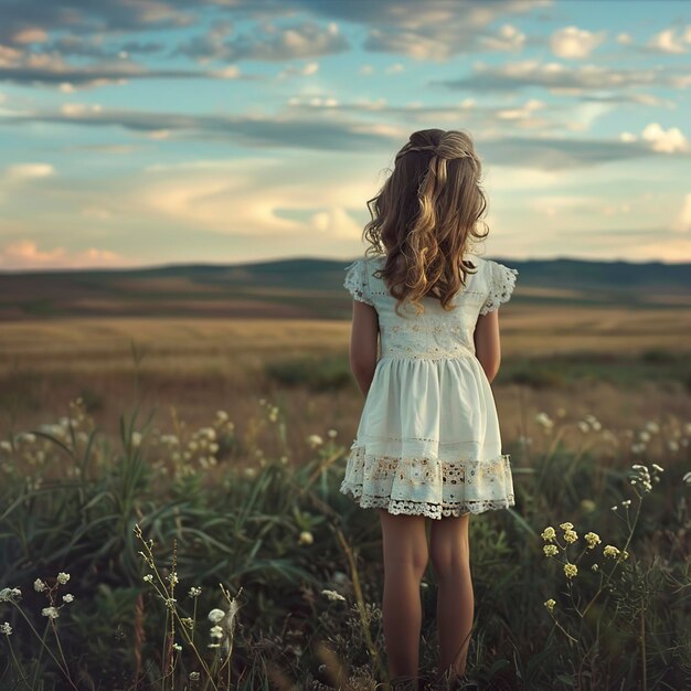 Little Girl Standing in Field