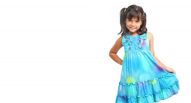 little girl using blue dress fun