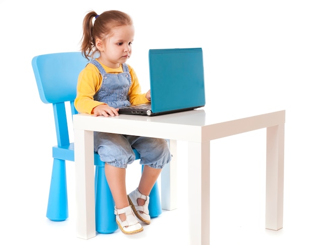 Little Girl Using Laptop