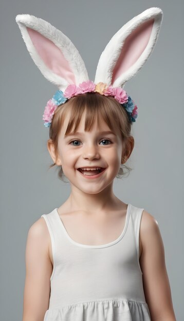 Photo a little girl wearing bunny ears and a bunny ears hat