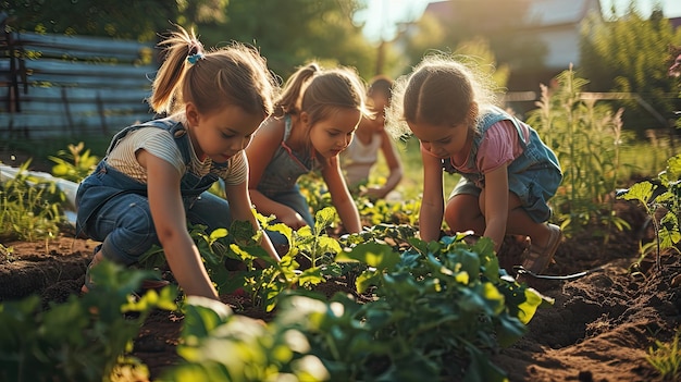 A little girl wearing a charming hat discovers the enchanting wonders of nature