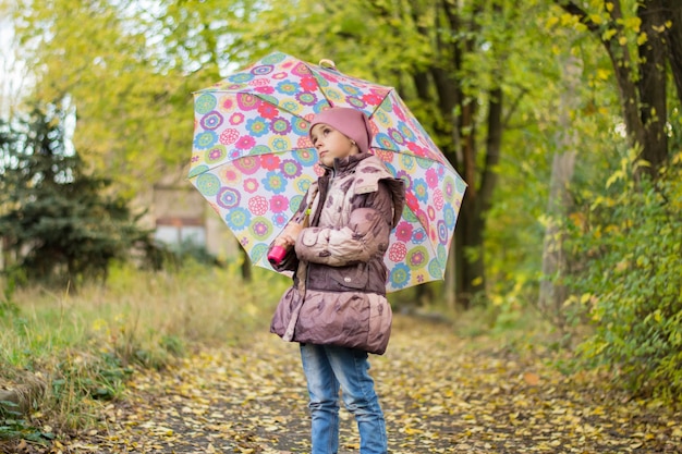 写真 森の中の傘を持つ少女