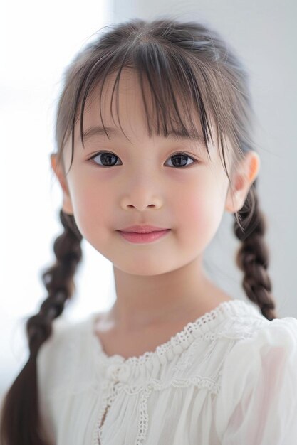 a little girl with a braid in her hair