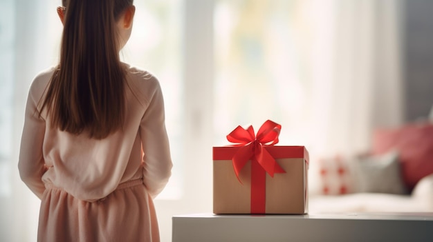 Little girl with gift box