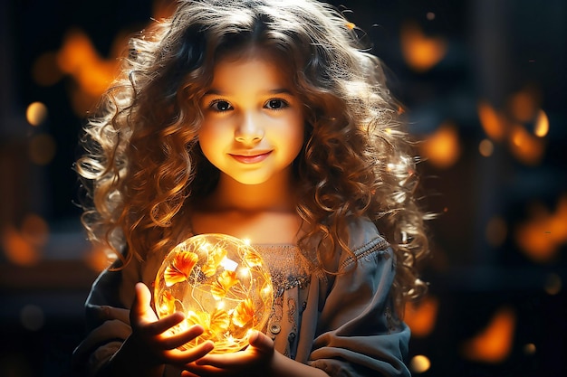Little girl with glass bubble