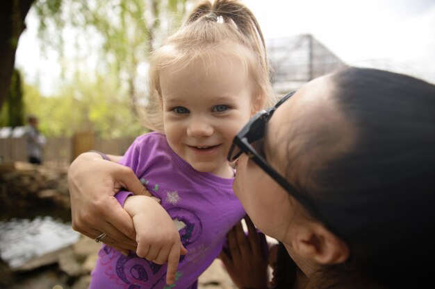 Little girl with mom