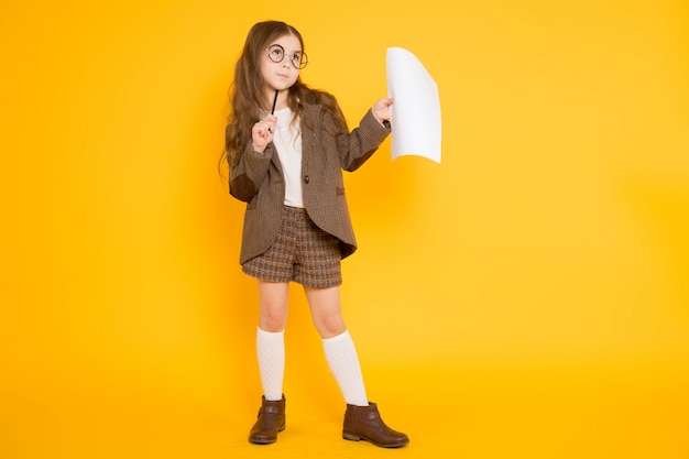 Little girl with paper sheet