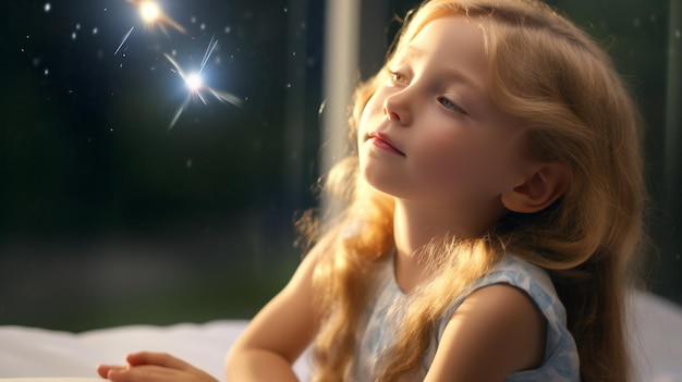 little girl with praying peace HD 8K wallpaper Stock Photographic Image