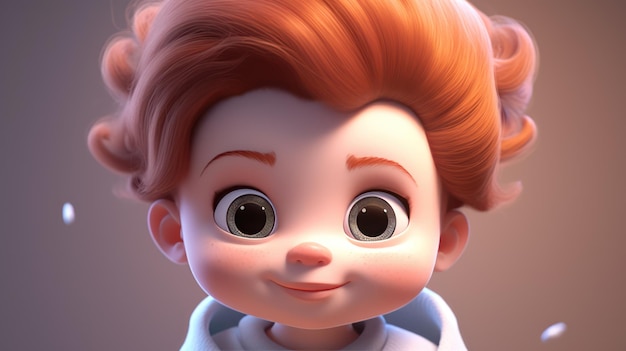 A little girl with red hair and big eyes looks at the camera.