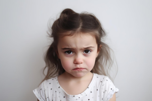 Premium Photo  Child girl sad profile face close up with hands on cheek.