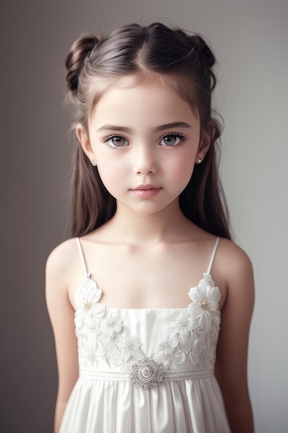 A little girl with a white dress