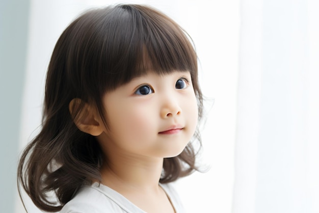 a little girl with a white shirt and a white shirt