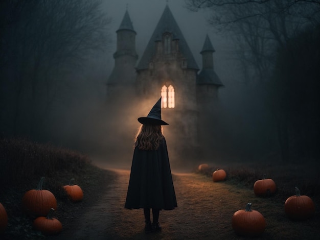 Little girl with witch hat