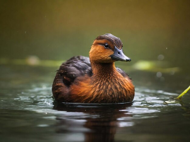 Photo little grebe swimming in a lake watter bird in the nature habitat wildlife scene from nature tachybaptus ruficollis