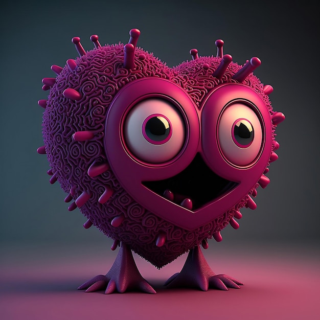 Little heart monster valentine day concept Generative AI