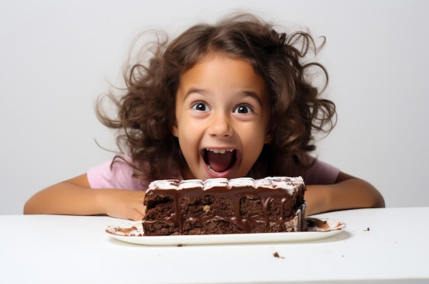 little kid eating a cake concept