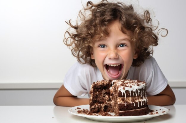 little kid eating a cake concept