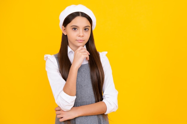 Little kid girl 1213 14 years old on isolated background Children studio portrait Emotional kids face