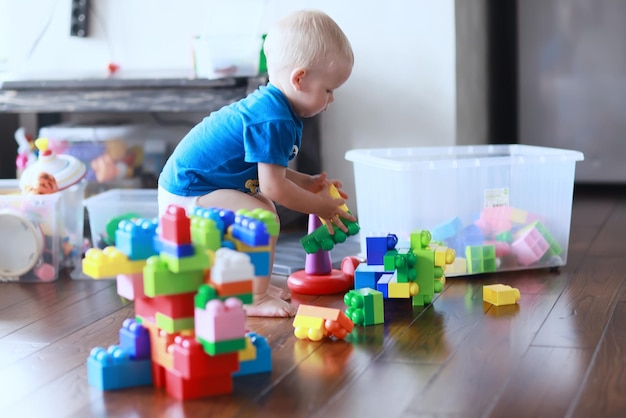little kid playing at home happy baby