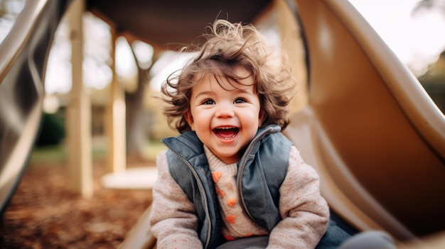 little kid playing at playground