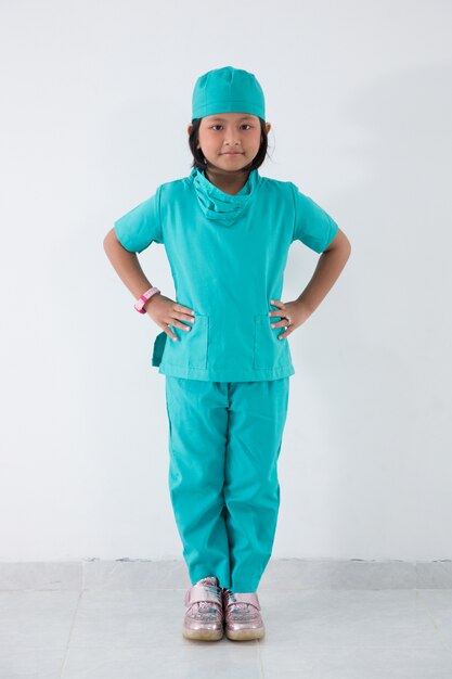 Little kid profession uniform as a nurse