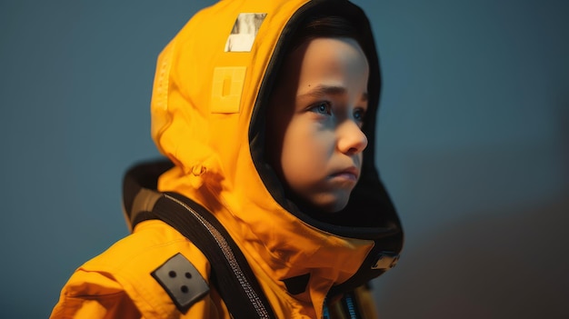 우주복을 입은 어린 아이 우주 비행사 개념 Ai 생성