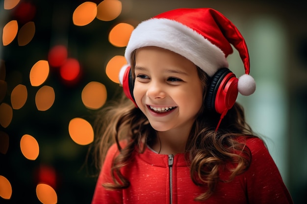 Little kid with Christmas hat