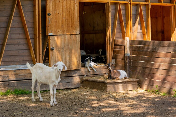 Photo little kids on a farm on a summer day. lovely pets.