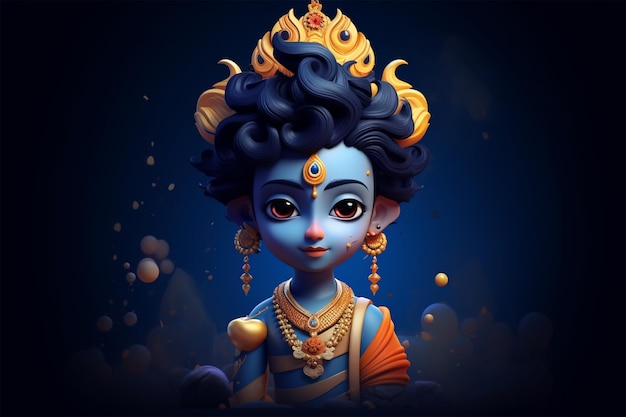 Photo little krishna realistic portrait