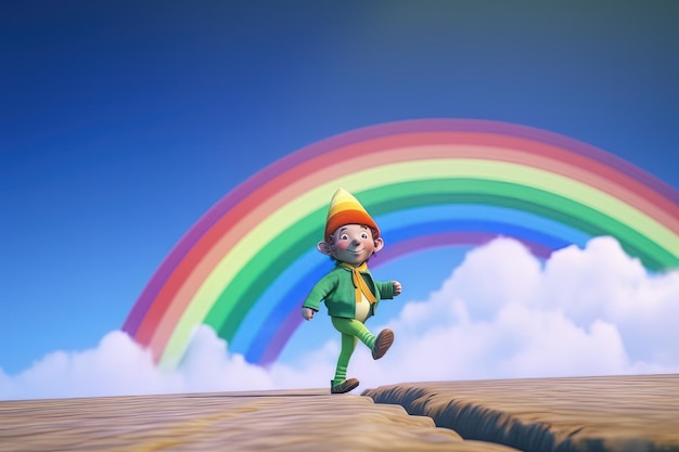 Little leprechaun runs on the rainbow Generative ai