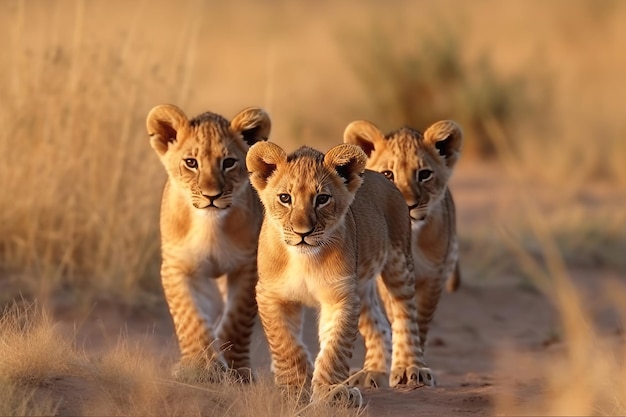 Фото Маленькие львы саванны африка животные дикая природа хищники млекопитающие