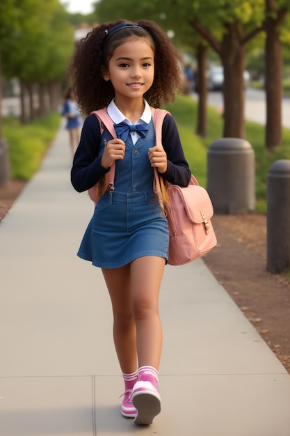 little model school girl back to school